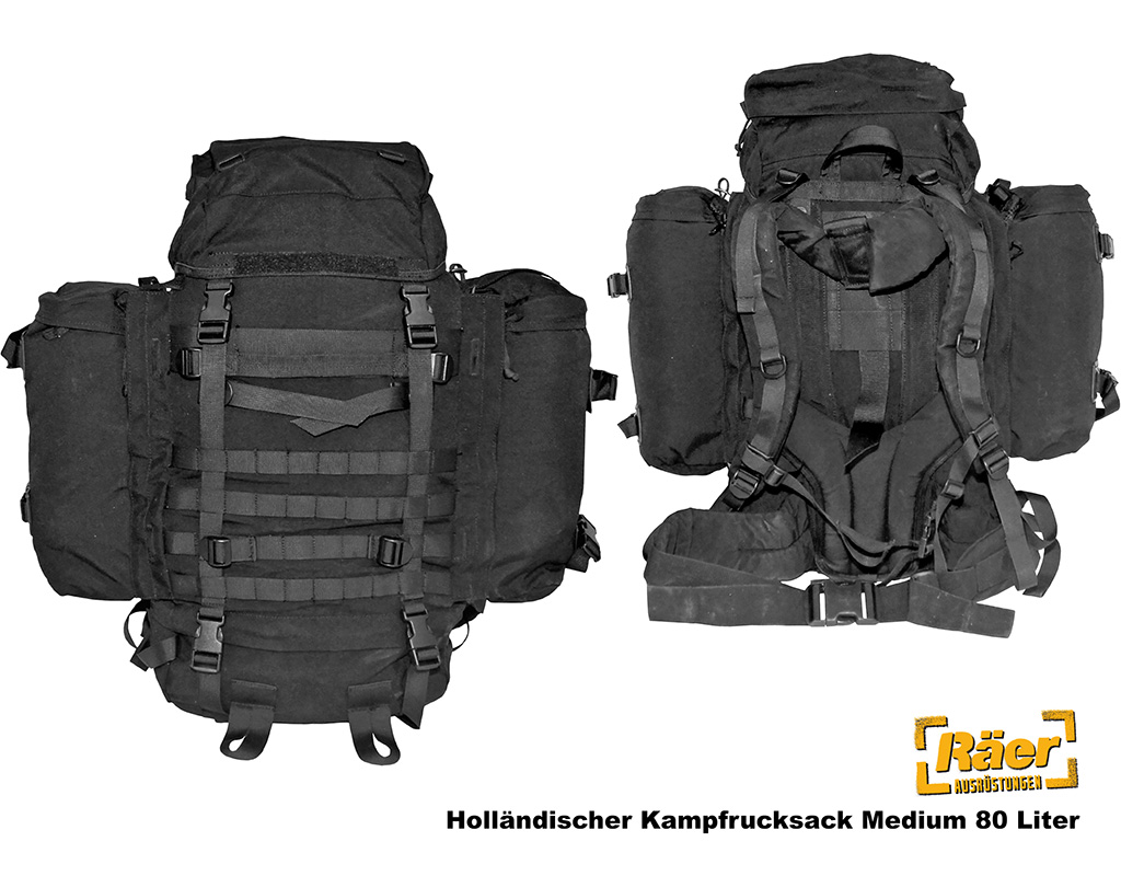 Holländischer Kampfrucksack 60+20 Medium,schwarz B