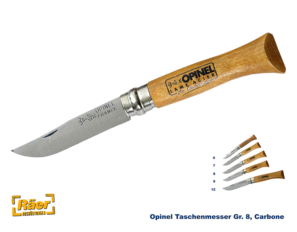 Opinel Taschenmesser Gr. 8, Carbone-Klinge    A